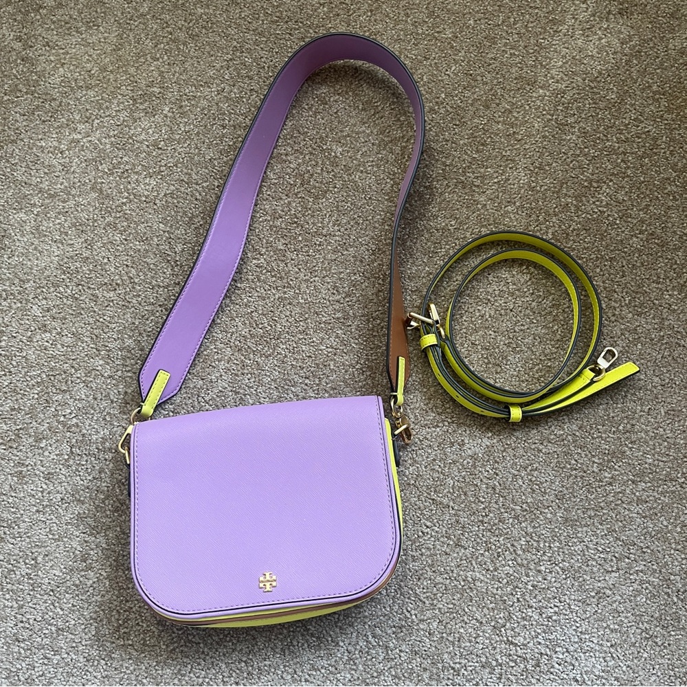 Tory Burch Emerson Color Block Safiiano Leather Crossbody